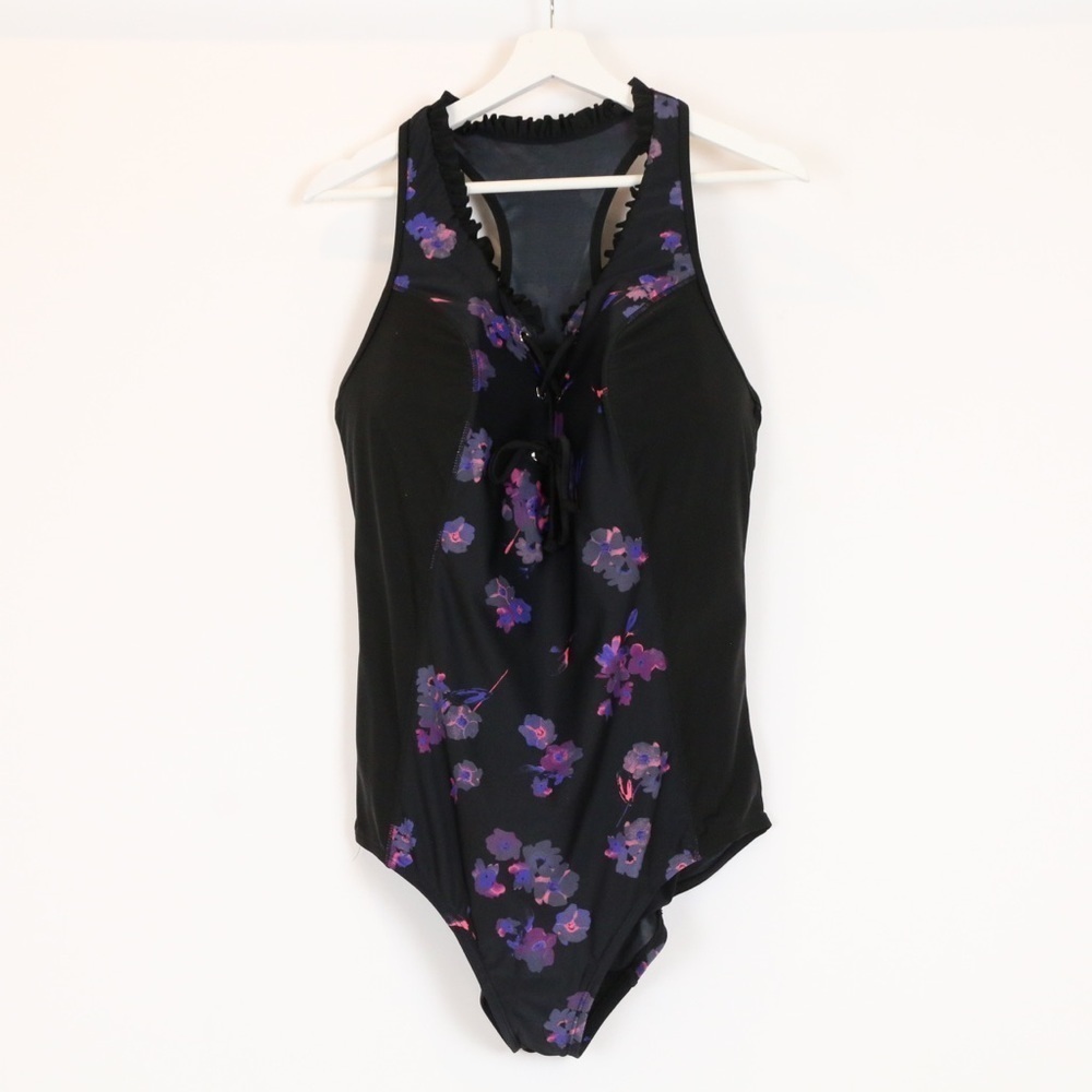 Livi Active Floral Lace Up One Piece Swimsuit